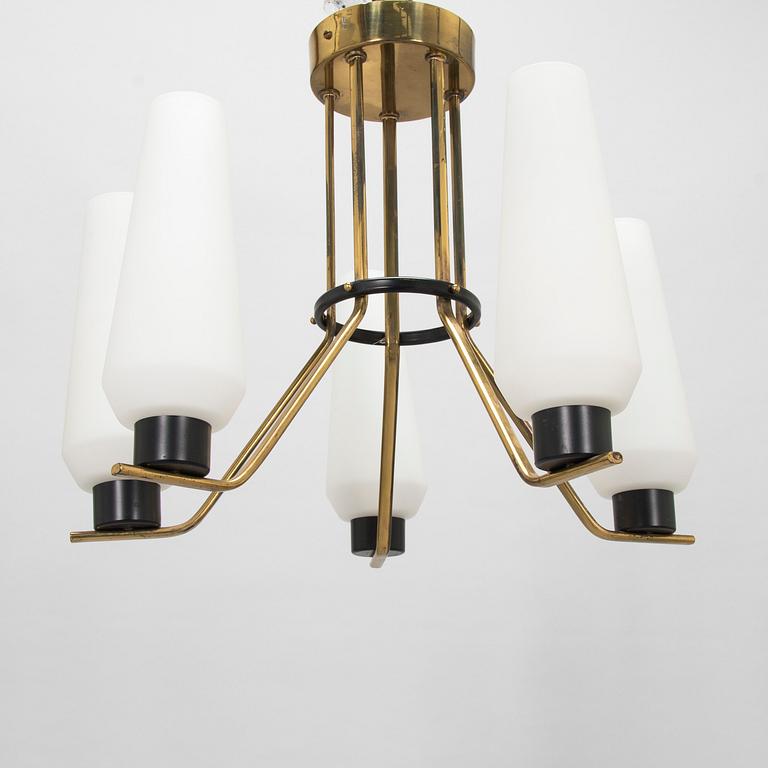 A mid- 20th- century brass pendant light, 'ER 173/5' for Itsu, Finland.