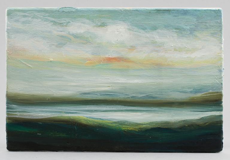 CECILIA HAUPT, olja på träkloss, signerad.