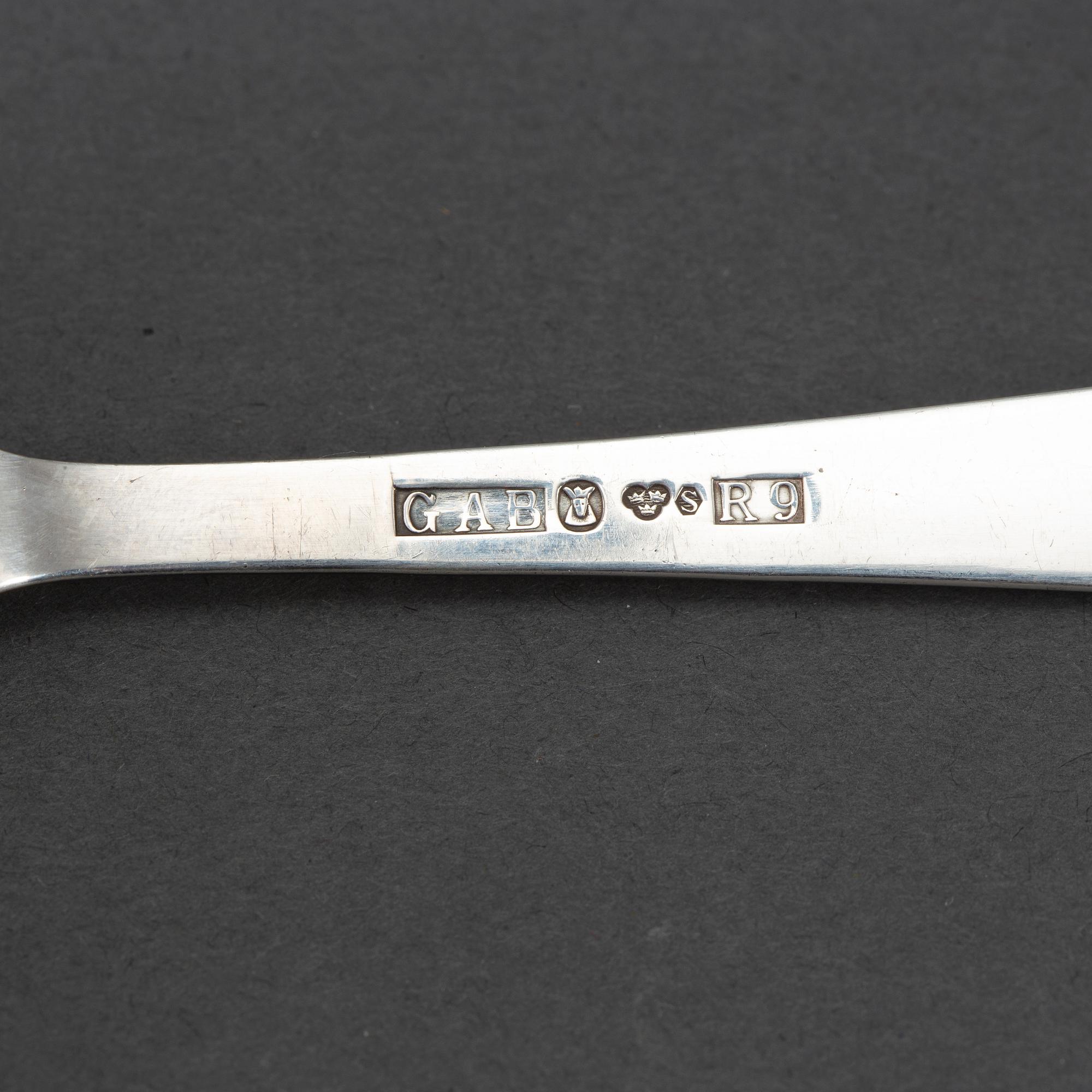 JACOB ÄNGMAN, 48 psc silver cutlery, 'Rosenholm', GAB, some Stockholm 1967.