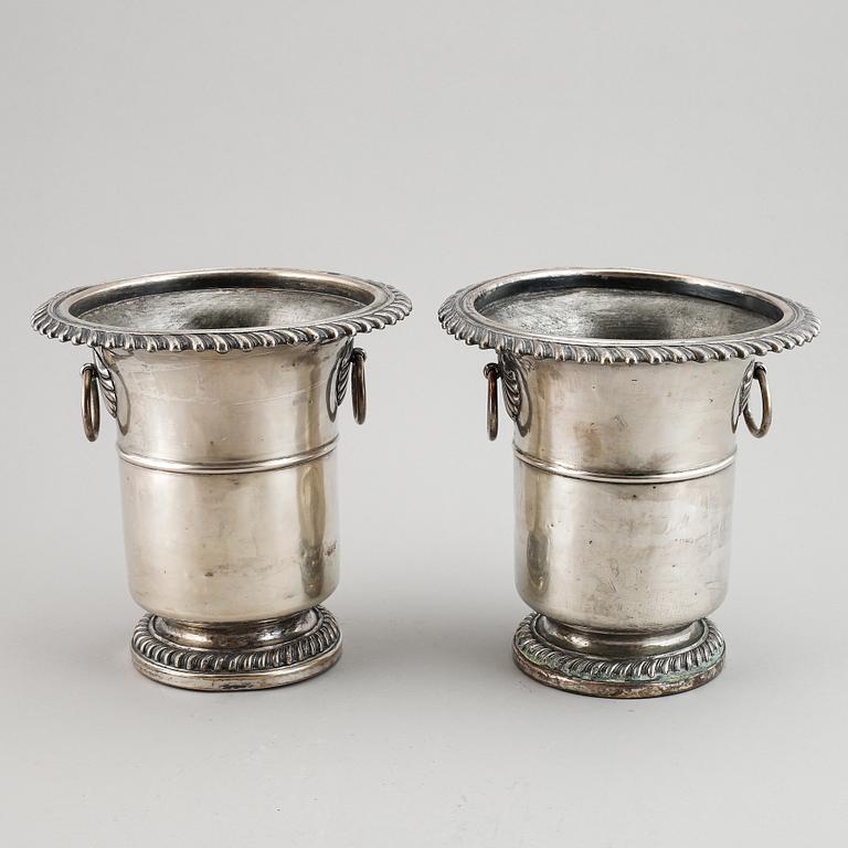 A pair of 19th century silver plate wine coolers, Meyerhoff, Vienna, Austria.