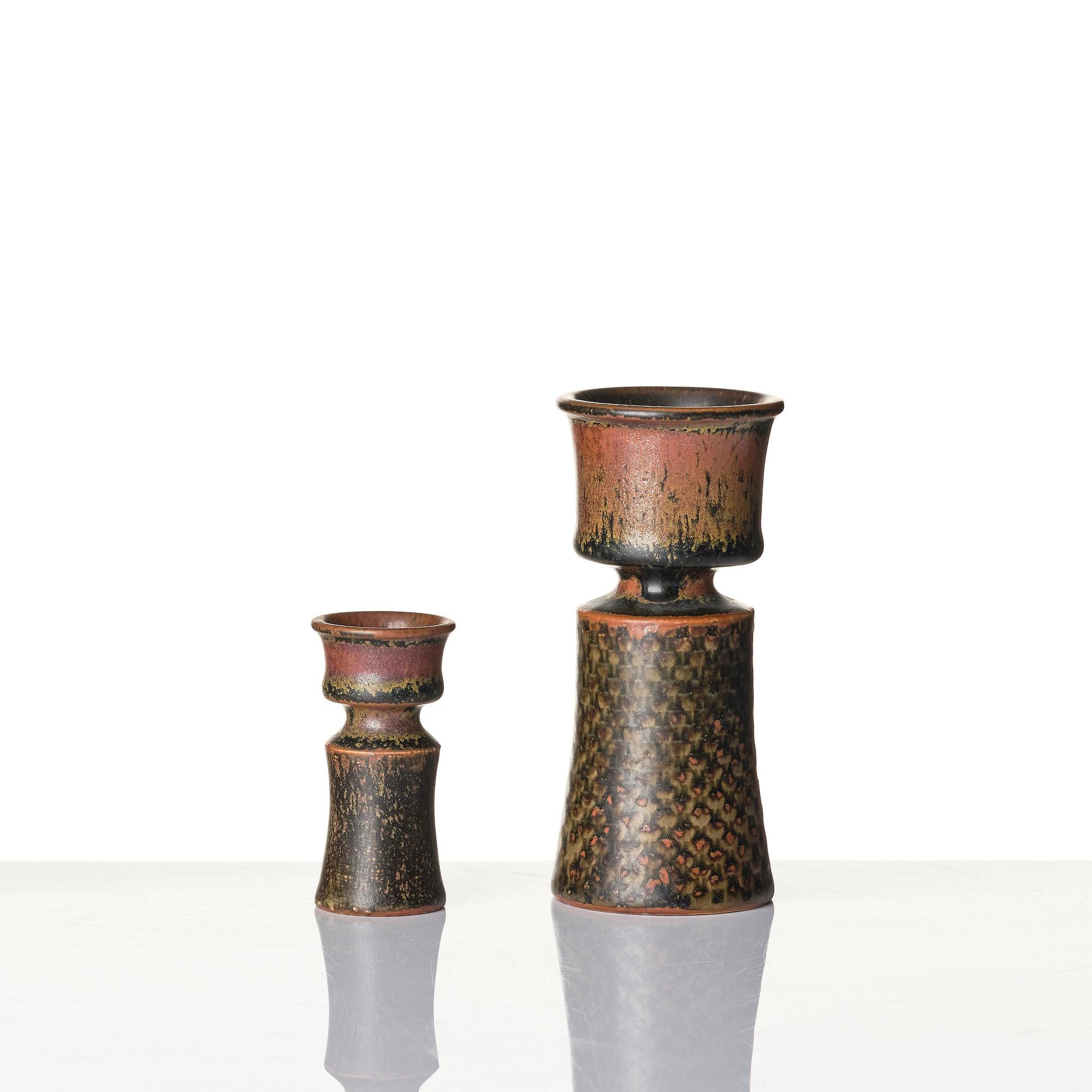 Stig Lindberg, two stoneware vases, Gustavsberg Studio 1965.