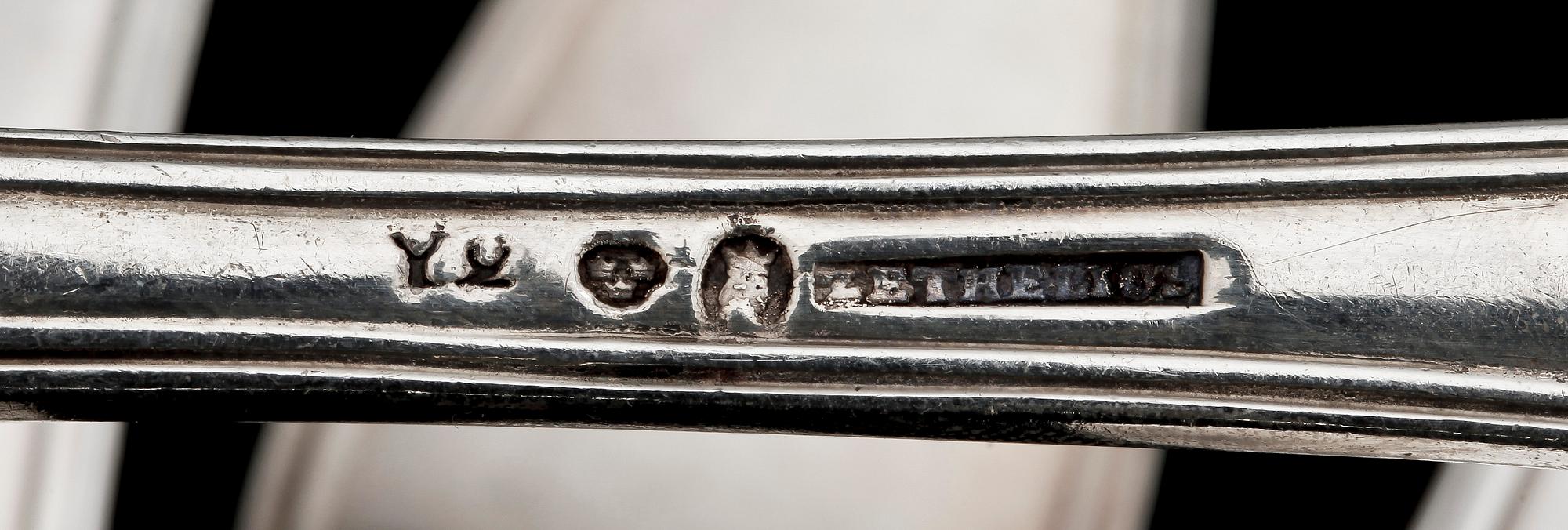 GAFFLAR, 6 st, silver, Pehr Zethelius, Stockholm, 1805. Vikt 392 g.