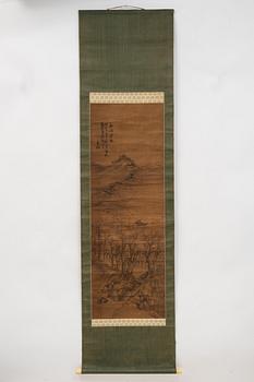 Oidentifierad konstnär, Bergslandskao med tempel, Japan, 1900-talets första del.