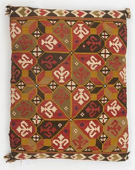 A 19th century carriage cushion, flat weave, ca Herrestad district, Scania.