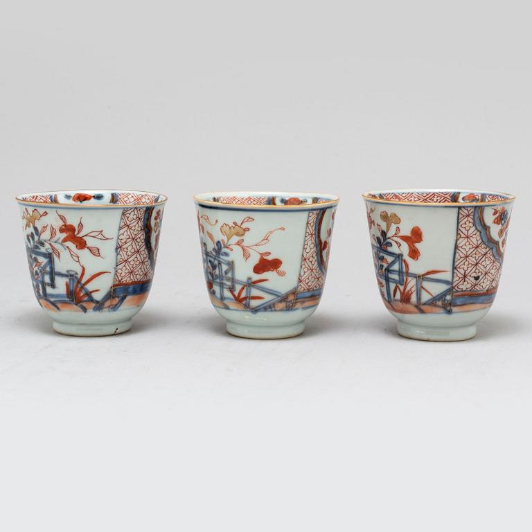 A set of three cups with two stands, Qing dynasty, 18th Century.