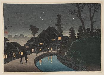 A group of eight Japanese prints, incl, Hiroshige, after, 20th century.