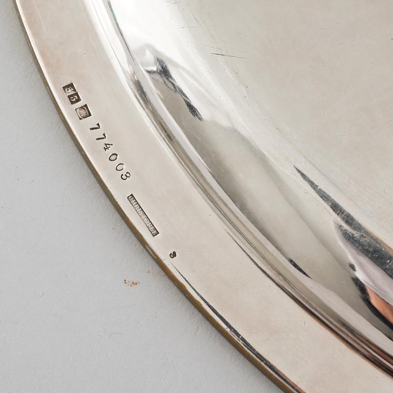 A silvered metal tray by Christofle in France, first half of the 20th century.