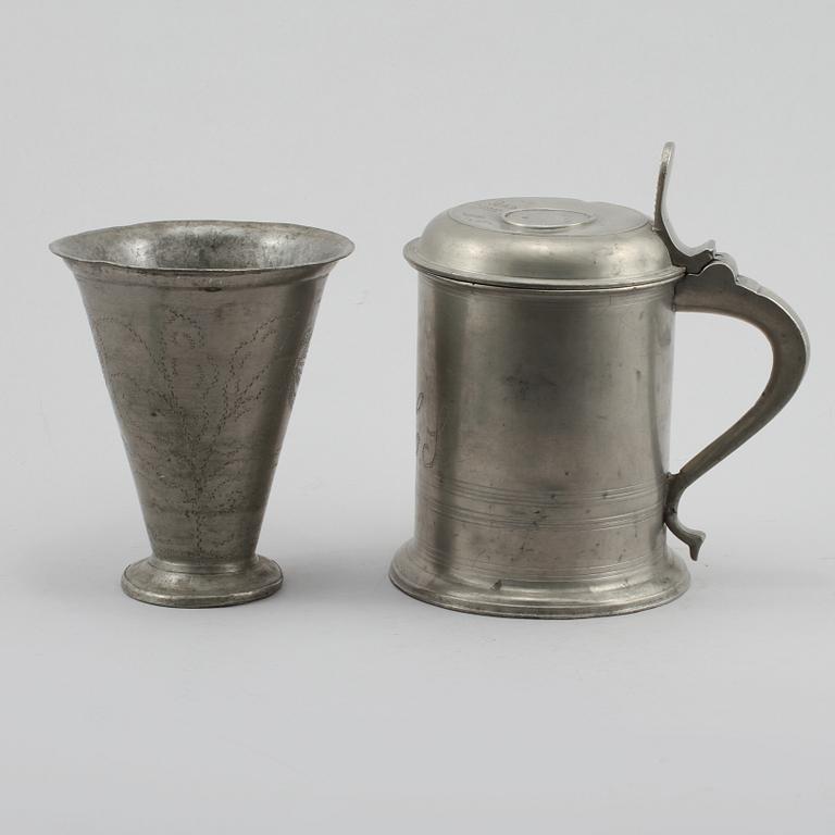 BÄGARE OCH STOP, tenn, bla Gustav Silow, Vimmerby, 1800-tal.
