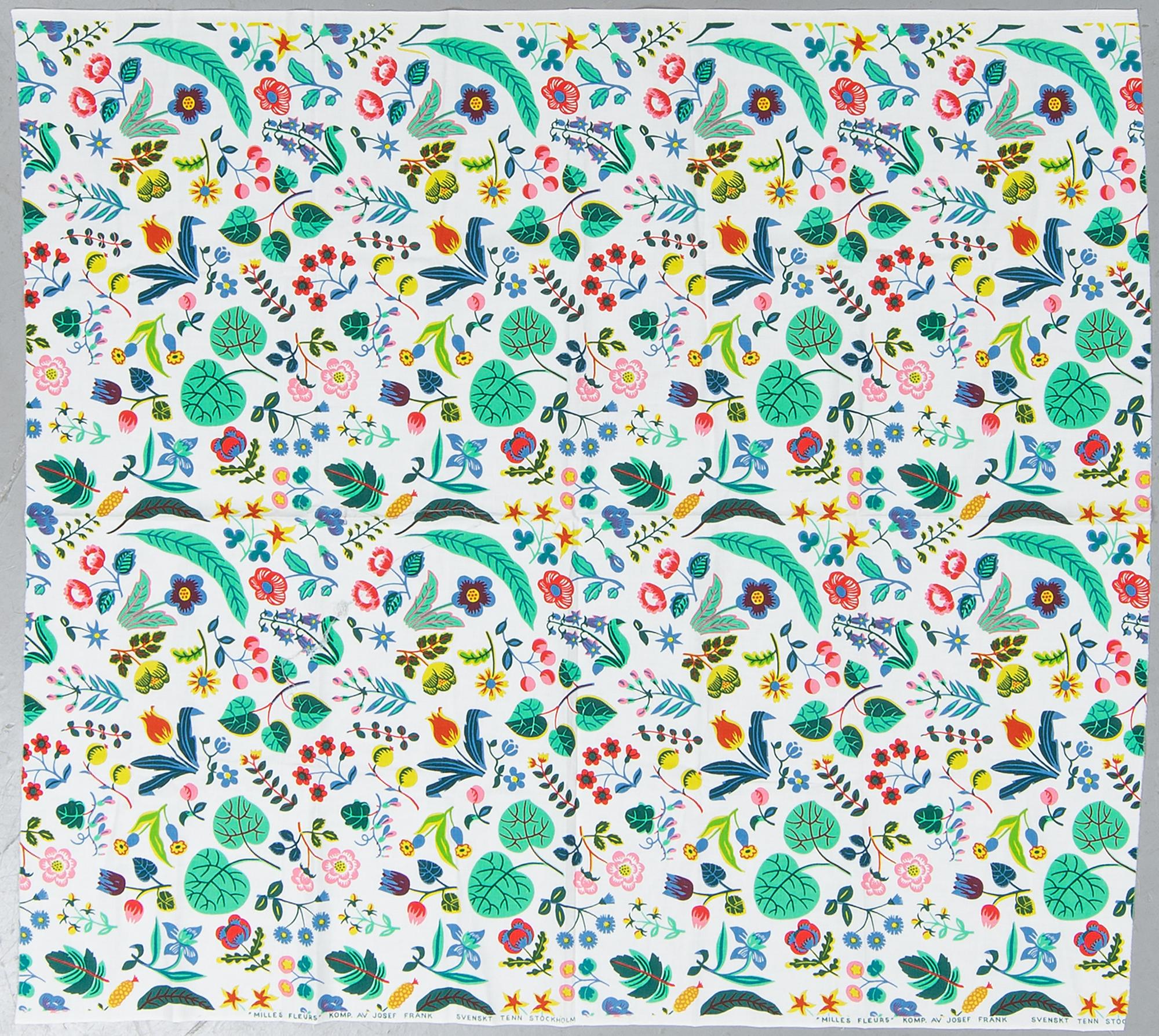 JOSEF FRANK, tyger, 2 st, "Honey" & "Milles Fleur", Firma Svenskt Tenn.