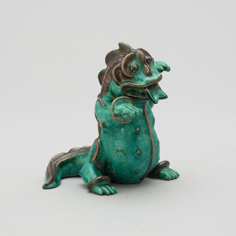 A Wilhelm Kåge 'Argenta' stoneware figure of a dragon, Gustavsberg, ca 1940.