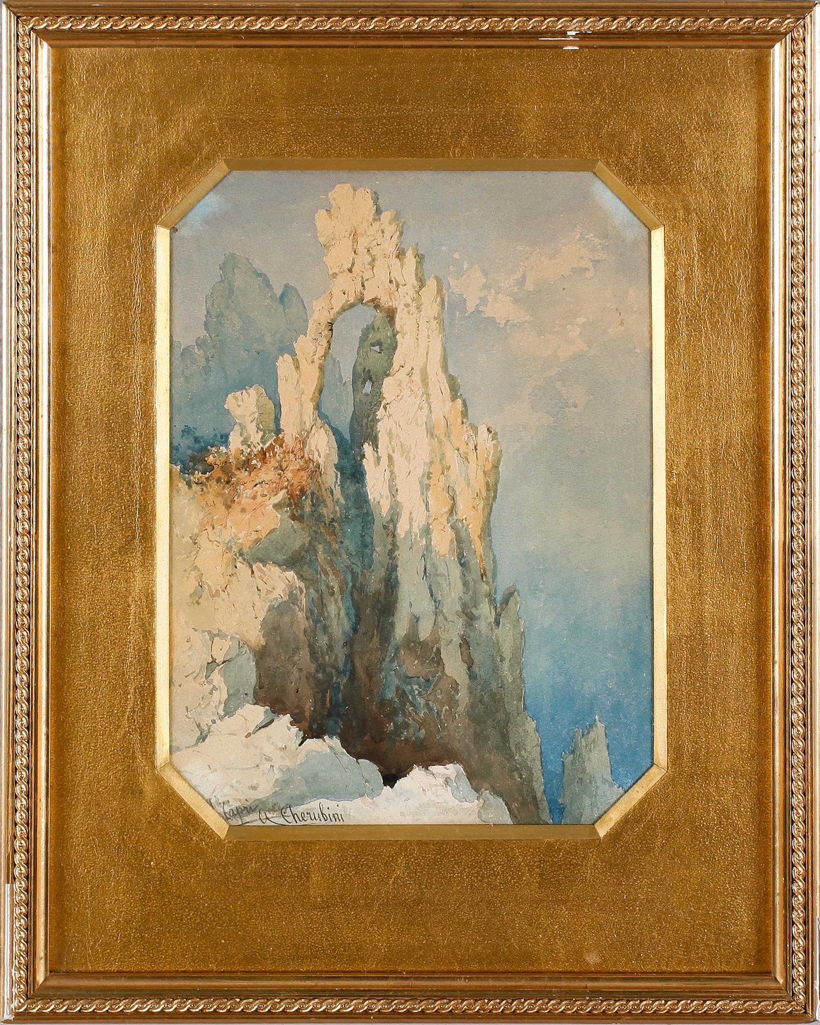 ANDREA CHERUBINI, akvarell, signerad.