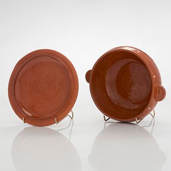 Marita Lybeck, bowl with lid, red clay, signed ML.