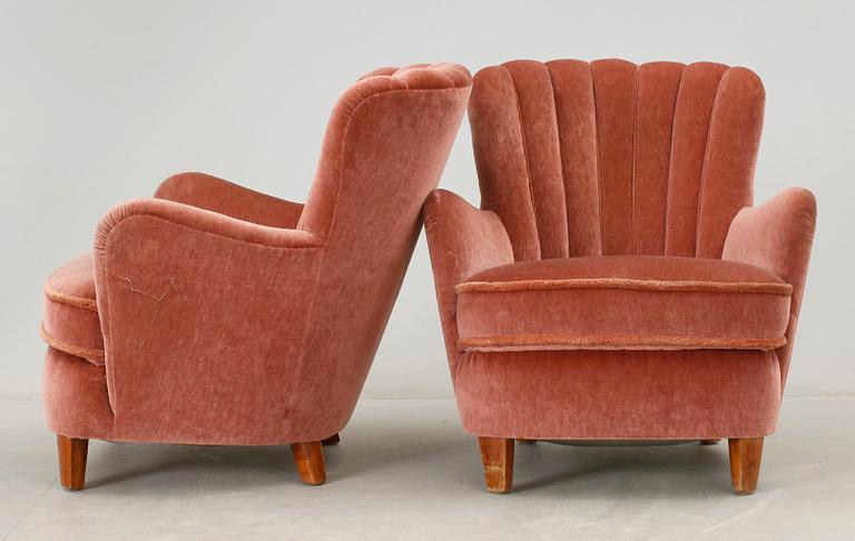 FÅTÖLJER, ett par, art déco, 1930-tal.