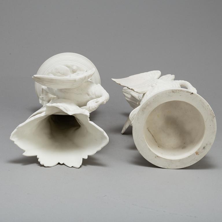 A PAIR OF PARIAN FLOWER VASES, Gustafsberg, second half of the 19th century.