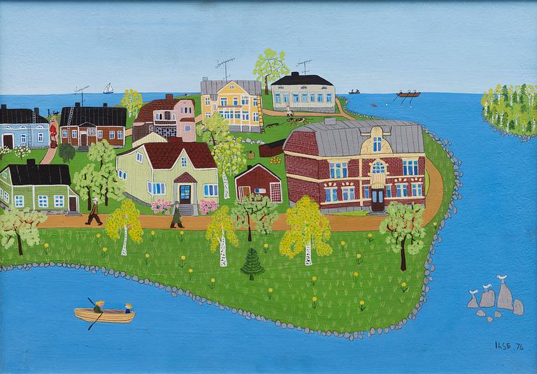 ILSE ACKERMANN, mixed media on board, signed and dated -76.