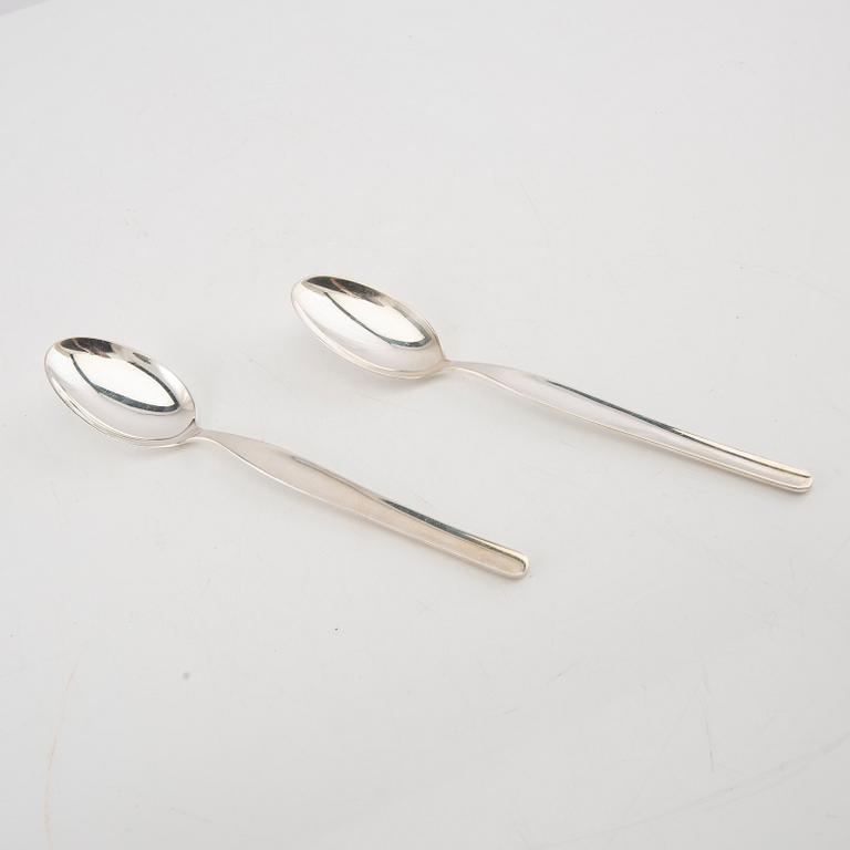 Tapio Wirkkala,  skedar 12 st silver "Tapio", 1963 Kultakeskus, Tavastehus Finland.