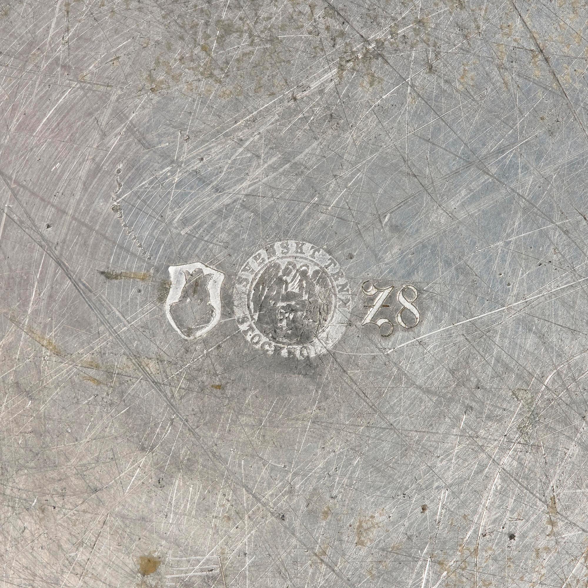 Firma Svenskt Tenn, a pewter and glass ashtray/bowl, Stockholm, 1950.
