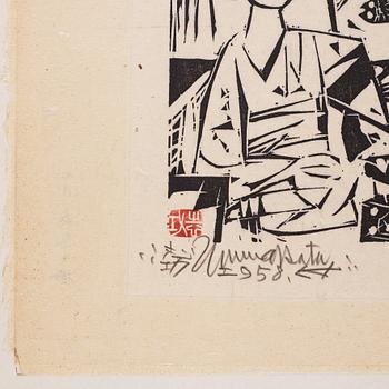 Shiko Munakata, Woodcut, signed in pencil.