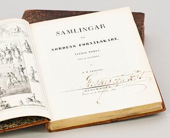 BOKVERK, vol I-III, "Samlingar för Nordens Fornälskare" av NH Sjöborg, Stockholm 1822-30.
