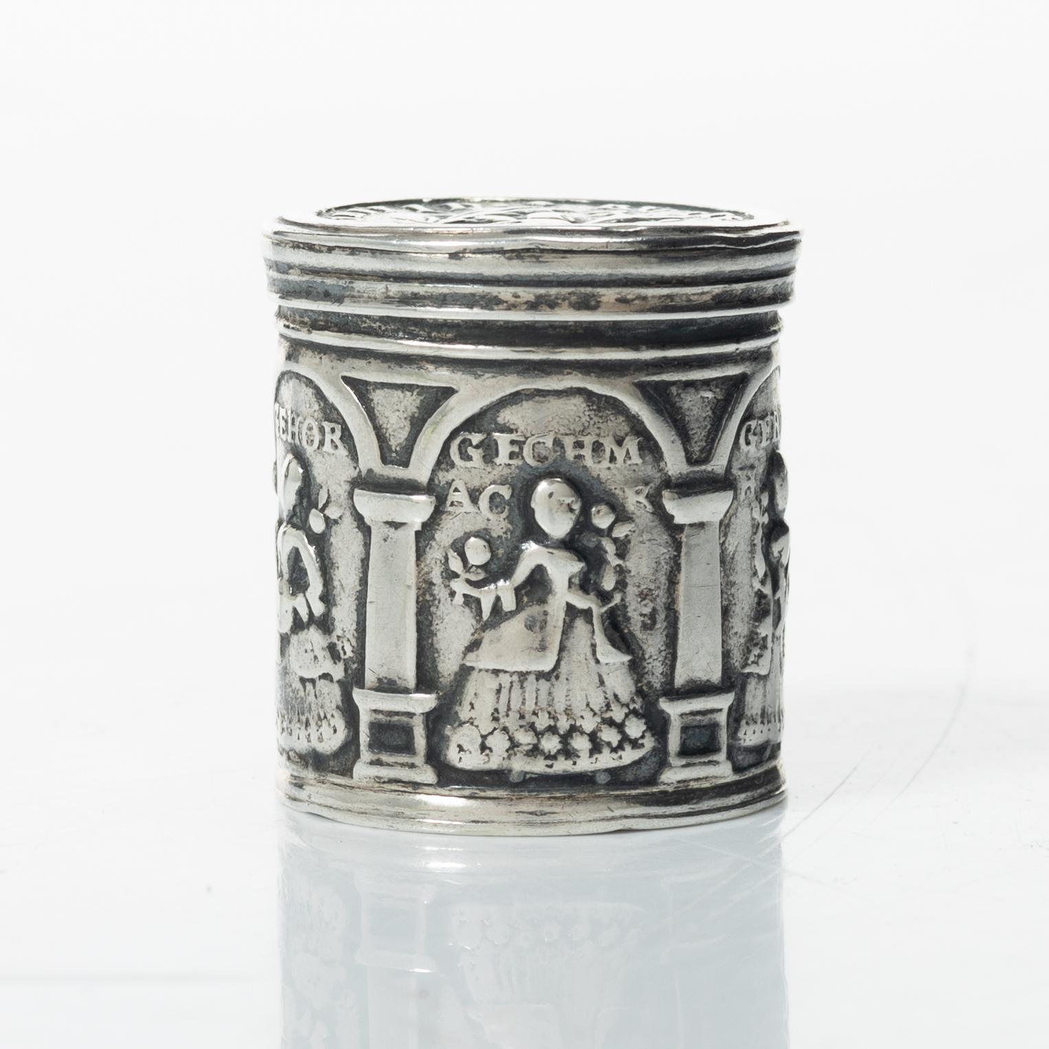 A German silver engagement box, mark of Elias Rütterswürden, Elberfeld, late 18th Century.