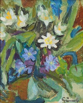 Isaac Grünewald, Still Life with White and Blue Anemones.