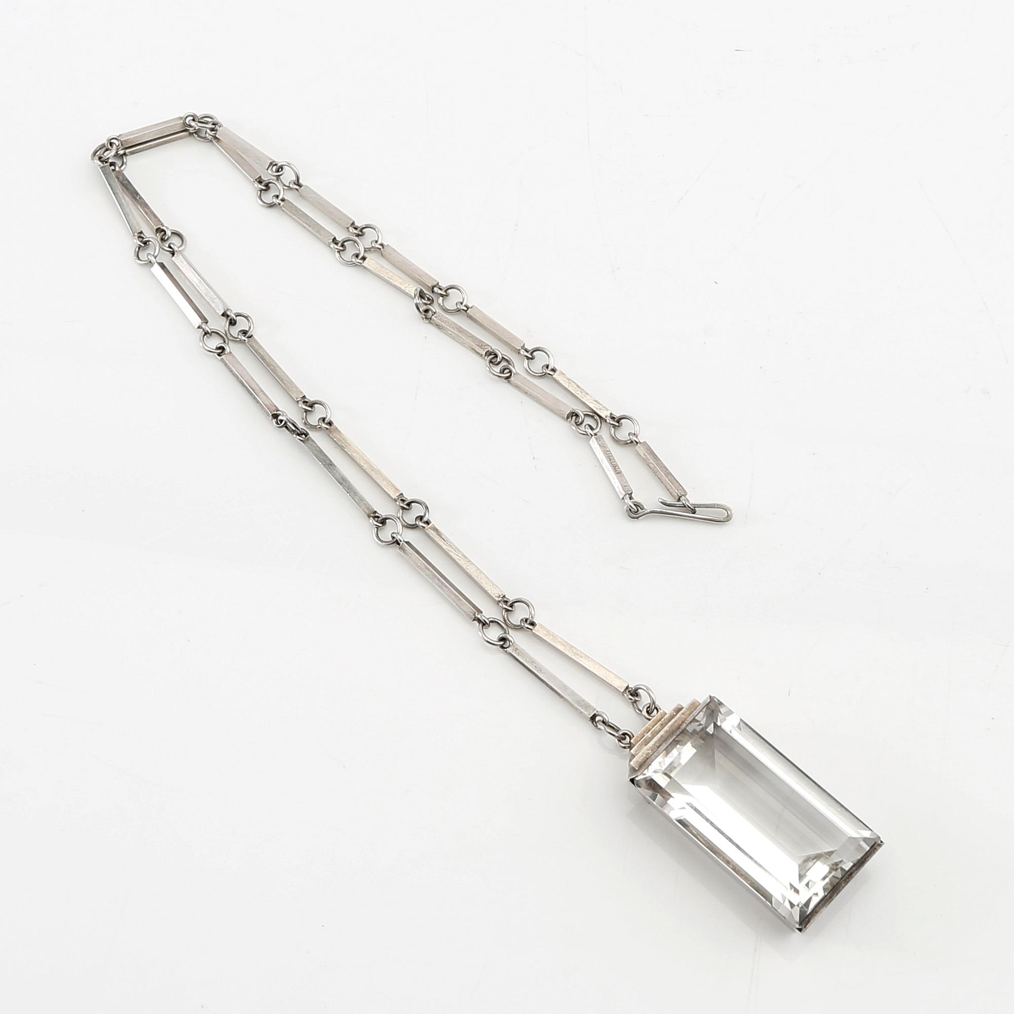 Wiwen Nilsson, collier sterlingsilver och bergkristall Lund 1944.