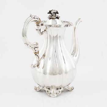 A Swedish silver coffee-pot, marks of Christian Hammer, Stockholm 1856.