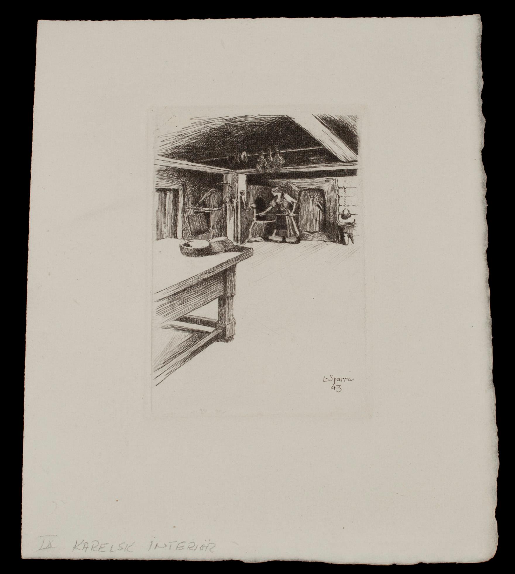 LOUIS SPARRE, etsningar, 8 st, signerade i plåten.