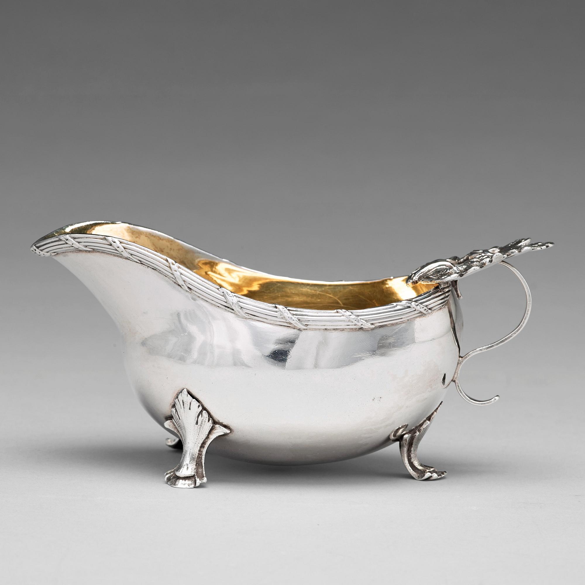 A Swedish 18th century parcel-gilt silver cream jug, Stockholm 1776, no makers mark.