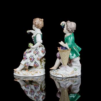 FIGURINER, ett par, porslin, Meissen, 1924-1934.