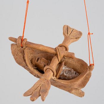 Bertil Vallien, a stoneware sculpture of a boat, executed in his own studio in Åfors, 1960s.