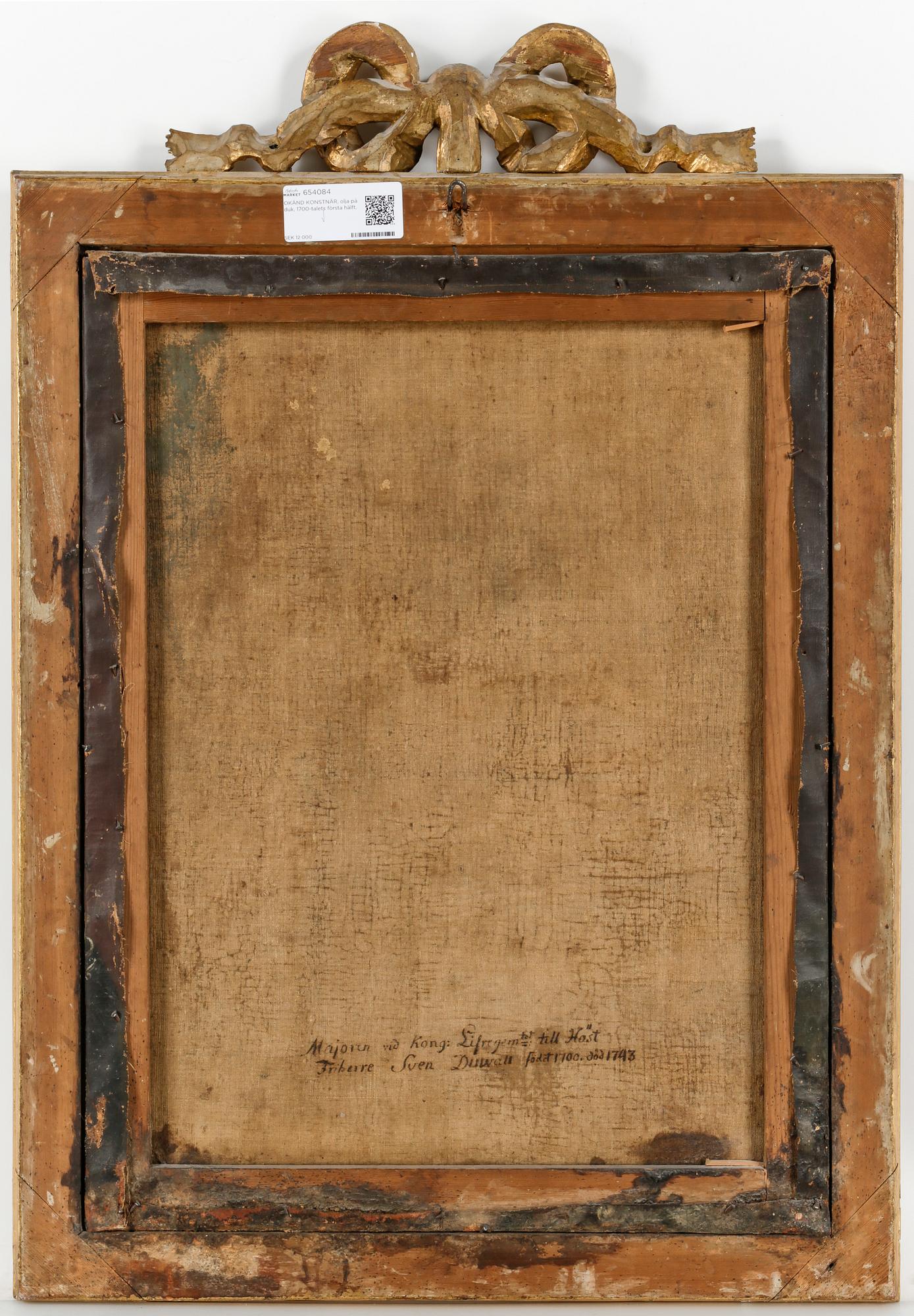 OKÄND KONSTNÄR, olja på duk, 1700-talets första hälft.