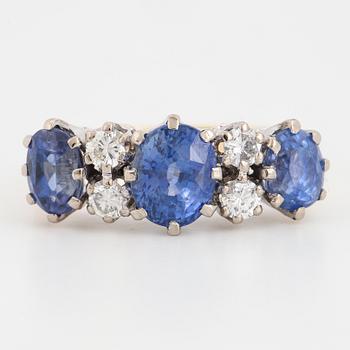 Sapphire and brilliant-cut diamond ring.