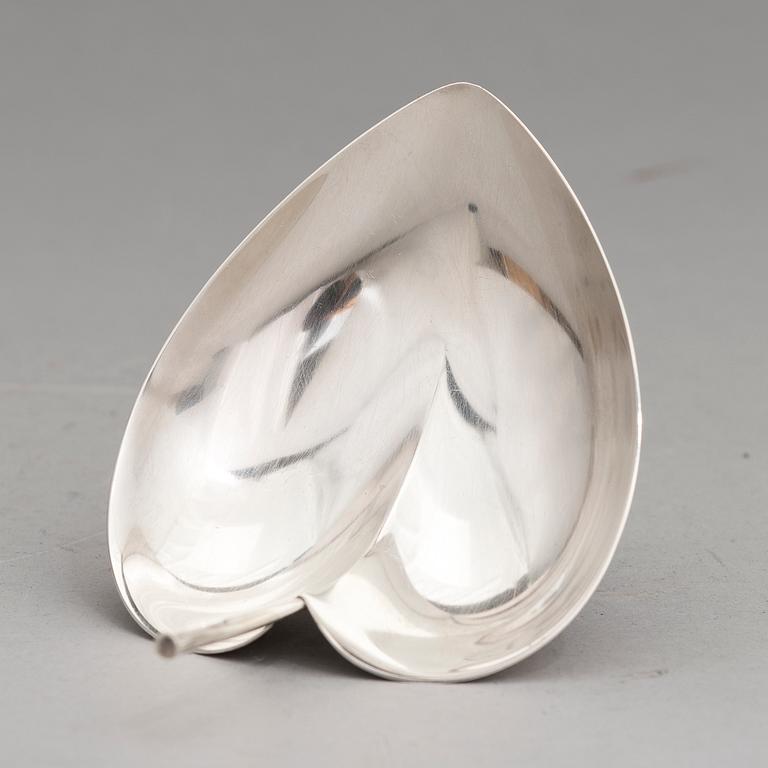 TAPIO WIRKKALA, A leaf shaped silver bowl, marked TW, Hämeenlinna, Finland 1958.