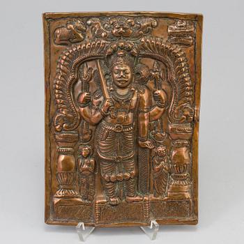 A Copper alloy repousse plate, India, circa 1900.