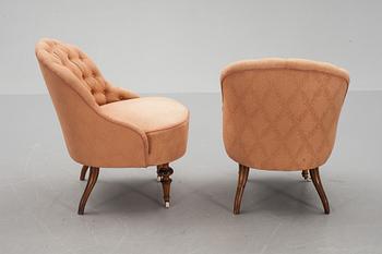 EMMAFÅTÖLJER, 2 st, sent 1800-tal.