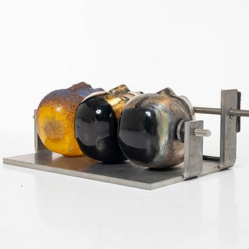 Bertil Vallien, a glass and metal sculpture, "Brains", Kosta Boda, Sweden, limited edition 100, signed.