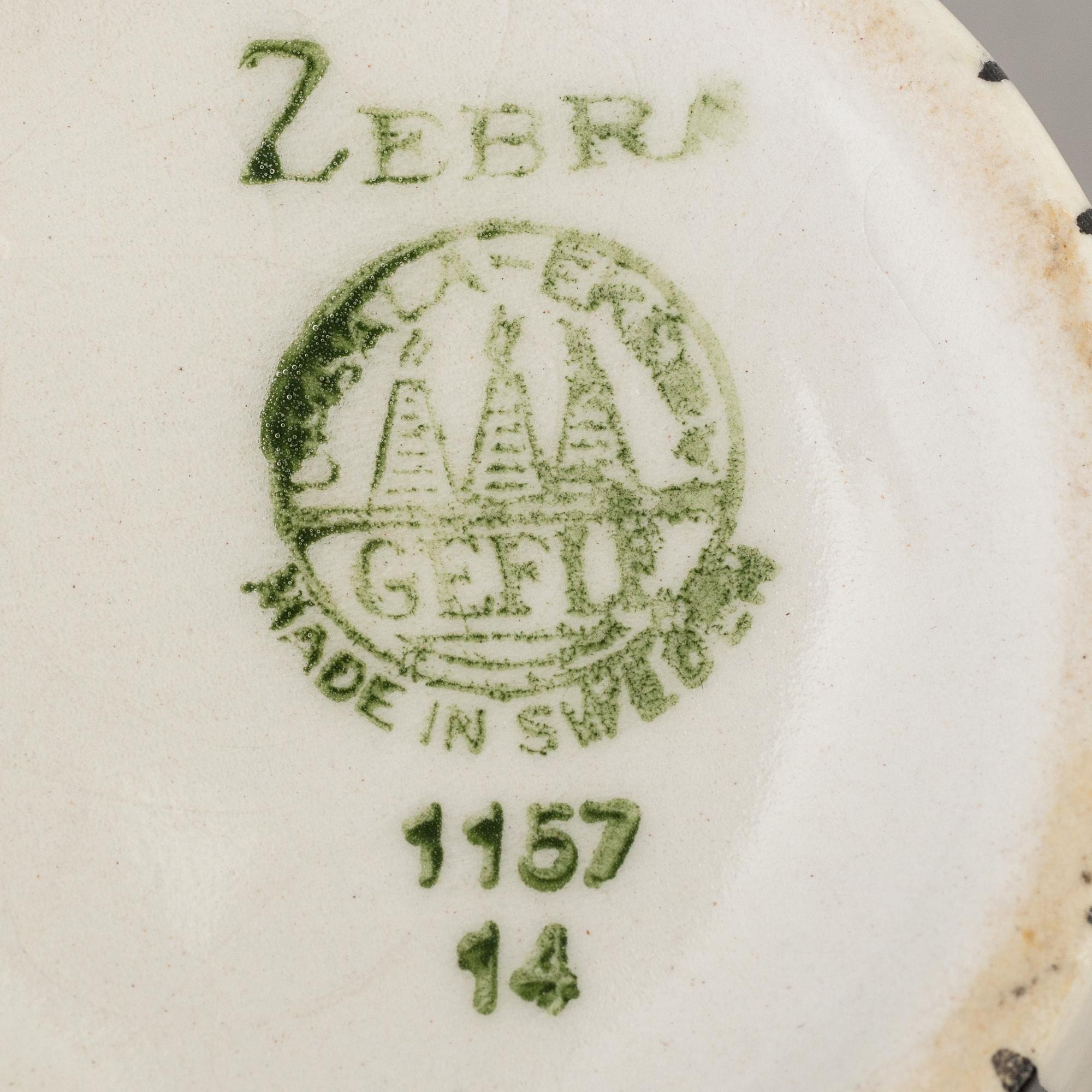 EUGEN TROST, kaffeservis, 10 (12) delar, flintgods, "Zebra", Upsala-Ekeby Gefle, 1955-67.