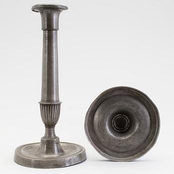 A PAIR OF PEWTER CANDLESTICKS, second half of the 18th century.