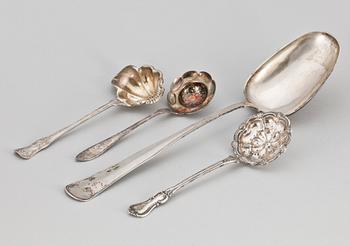 PARTI SILVER/NYSILVER, 4 delar, 1800/1900-tal.