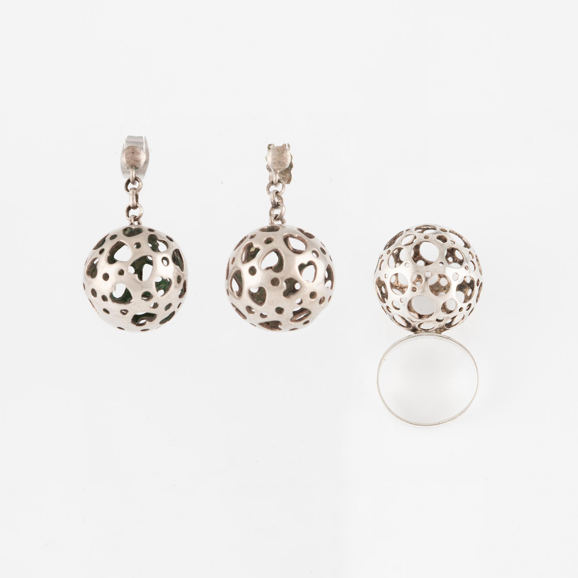 Liisa Vitali and probably Victor Jansson, earrings and ring, silver.