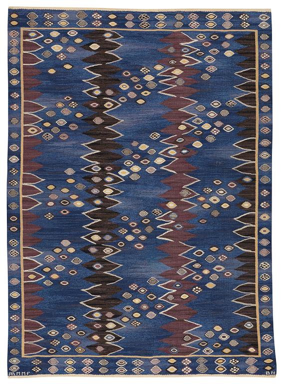 Barbro Nilsson, MATTA, "Snäckorna", gobelängteknik, ca 276,5 x 198 cm, signerad AB MMF BN.