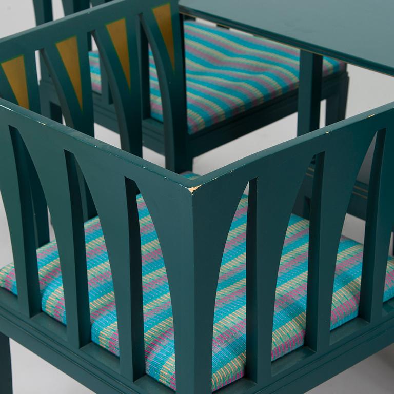 Eliel Saarinen, möblemang, 5 delar, "Blue suite" för Adelta, Finland 1980-tal.