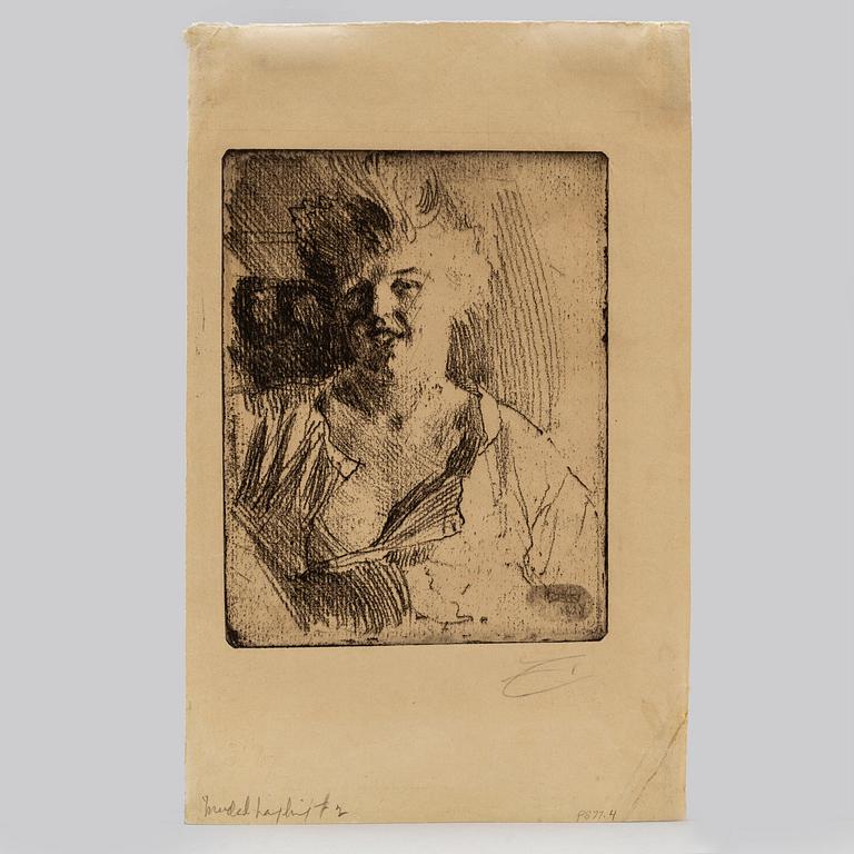 ANDERS ZORN, etching on soft ground, 1898, only state, signed in pencil.