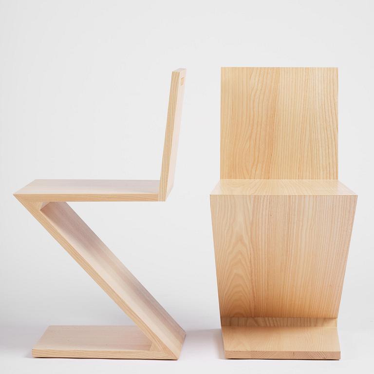 Gerrit Rietveld, a set of ten "Zig Zag" chairs, Cassina, Italy.