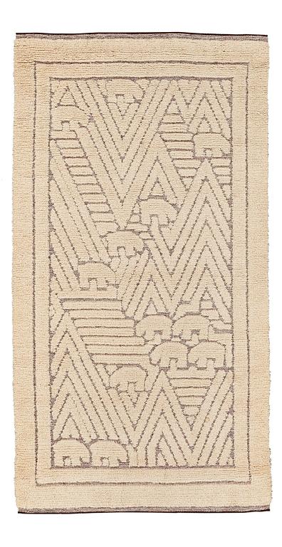 Ebba Swedenborg, A CARPET, "Björnar", knotted pile in relief, ca 219 x 115 cm, designed by Ebba Swedenborg, Södra Kalmar Läns Hemslöjd.