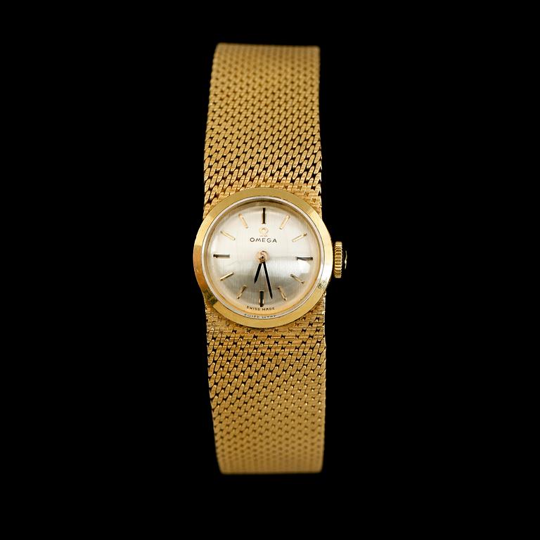 ARMBANDSUR, 18K guld, Omega. Total vikt inklusive urhus ca 43 g.