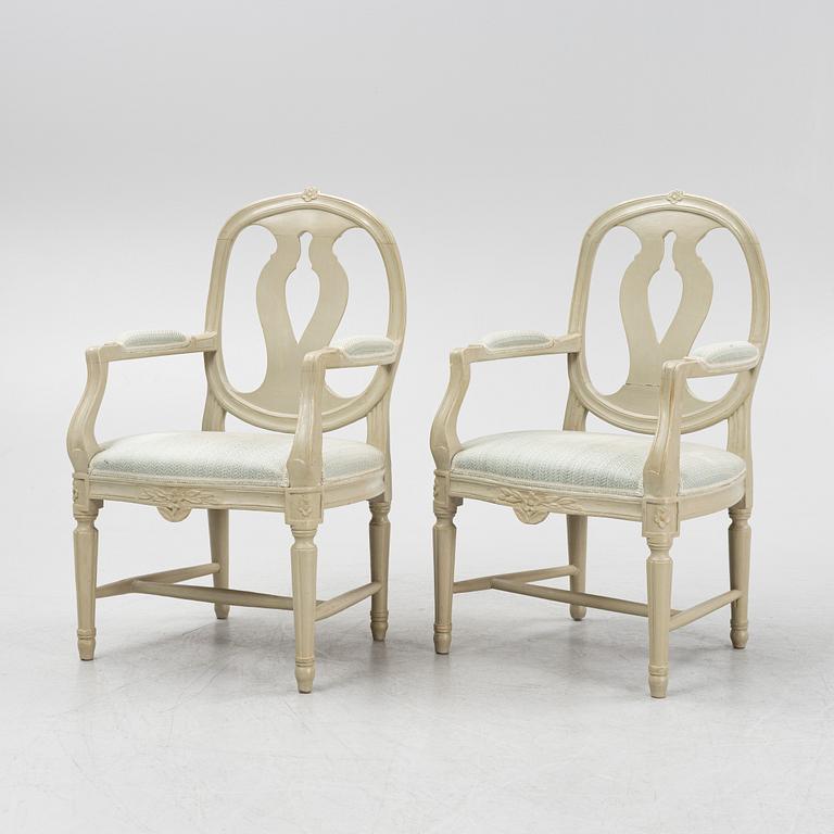 A pair of Gustavian armchairs, end of the 18th Century.