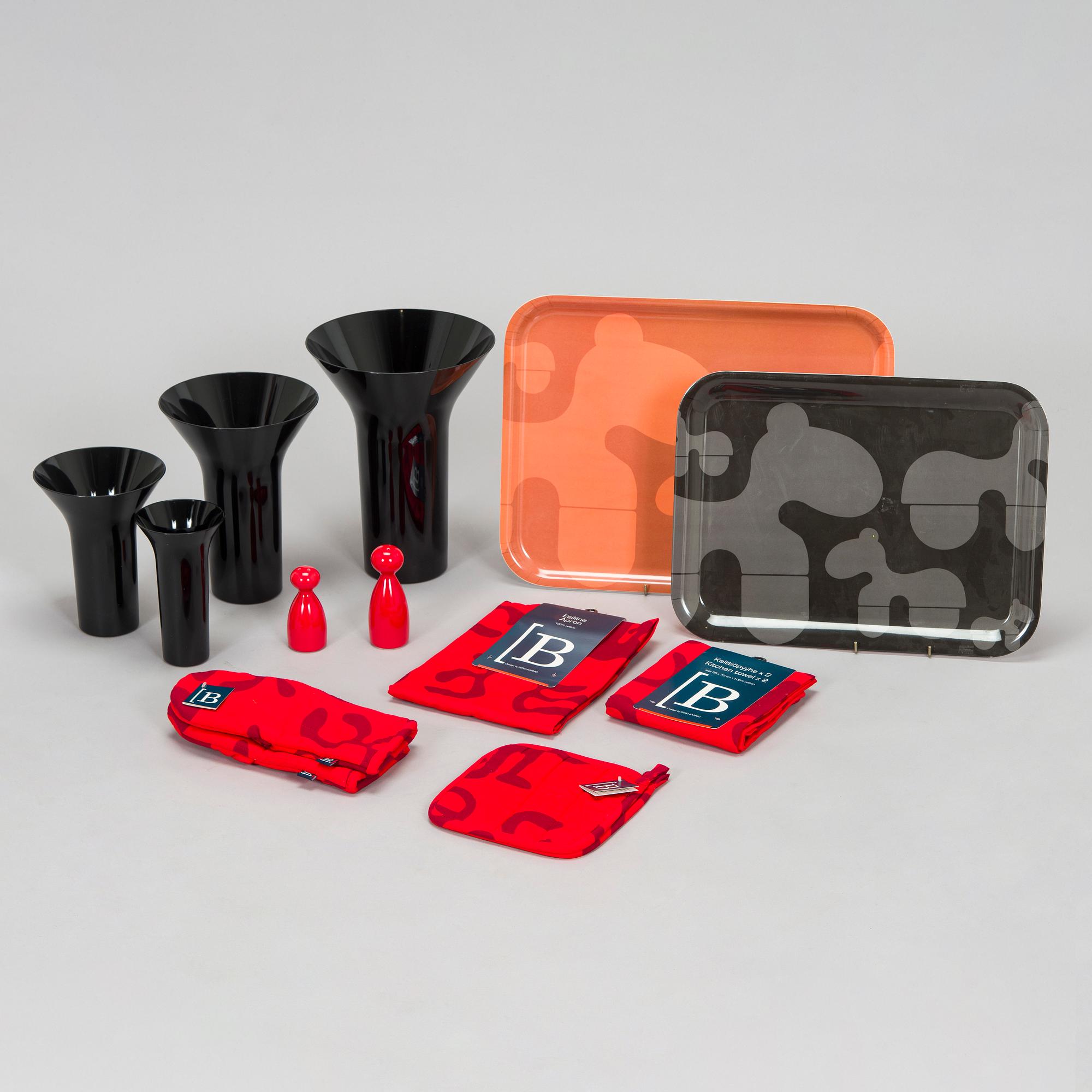 Eero Aarnio, erä kodintuotteita, 13 kpl, eri valmistajia.