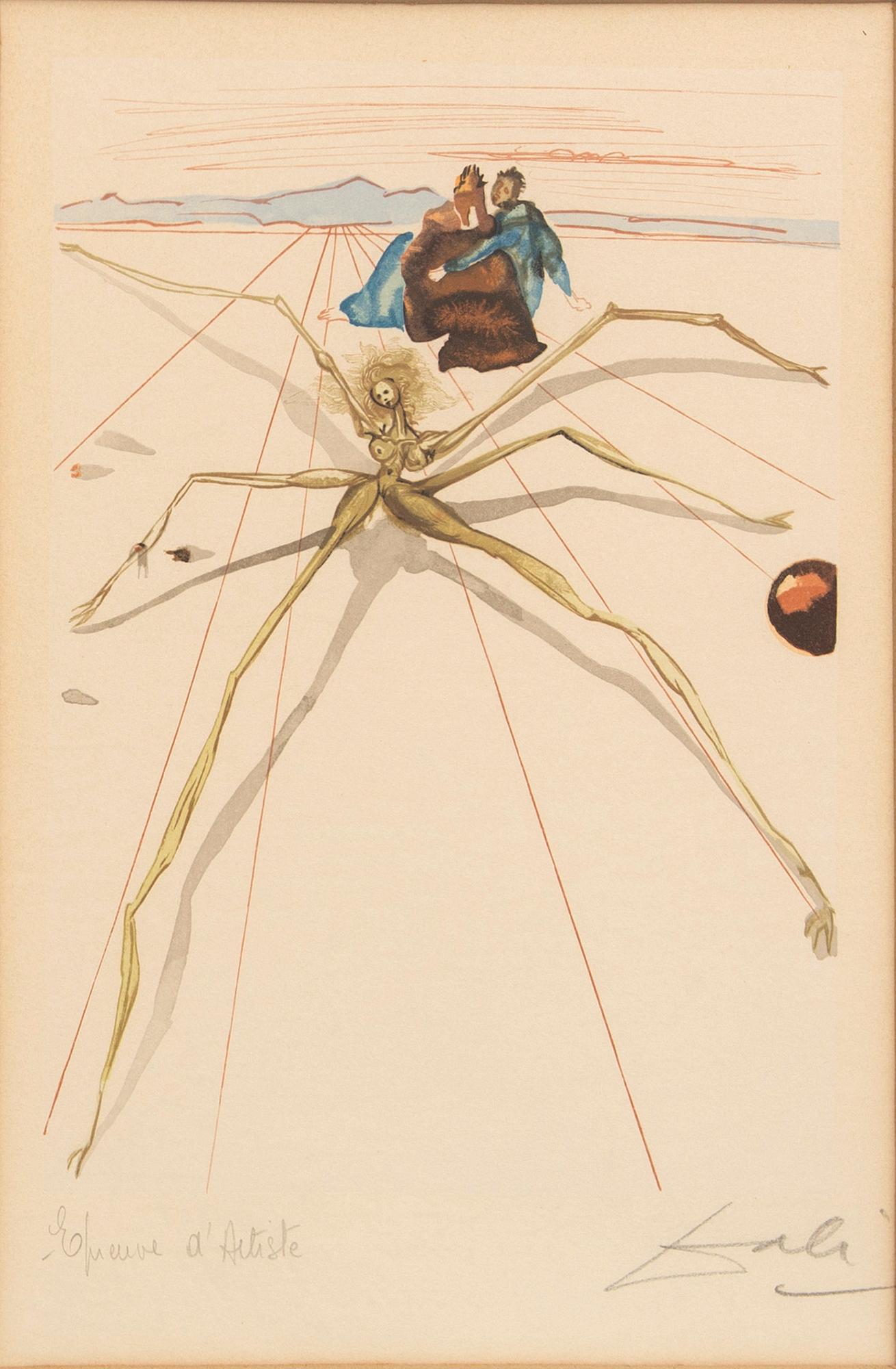 Salvador Dalí, woodcut in color signed and numbered Épreuve D'artiste.